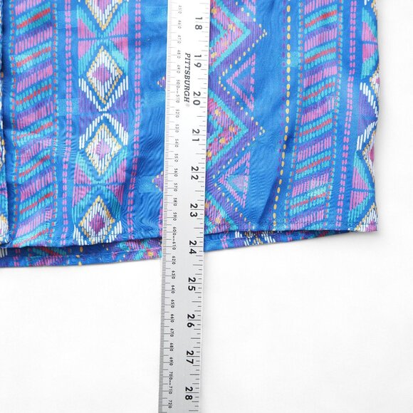 Sophisticates Jonathan Martin VTG Satin Aztec Print Button Up Blouse Women's 14 - Picture 9 of 9